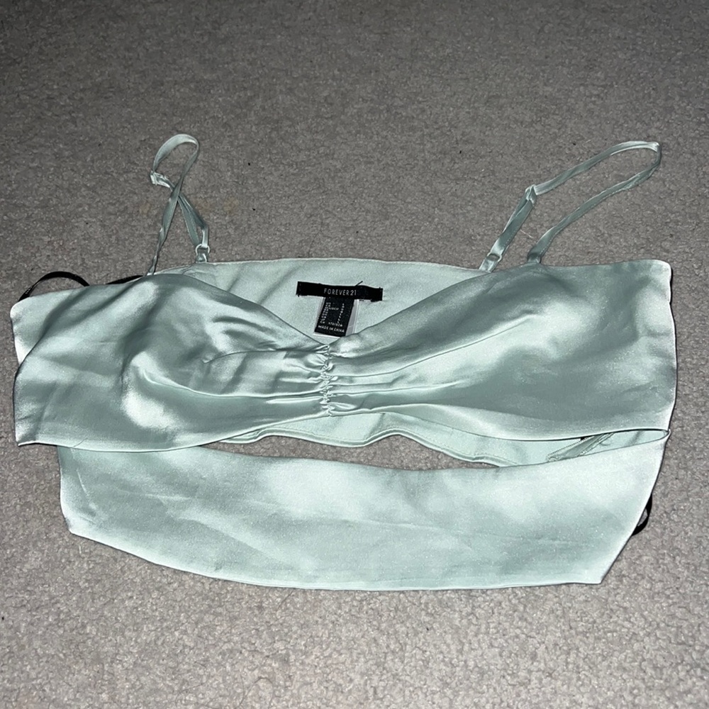 Turquoise, silky material, tank top, Size Large, Brand: Forever 21